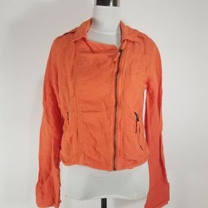 🦋Lucky Brand Orange Zipper Jacket Size M